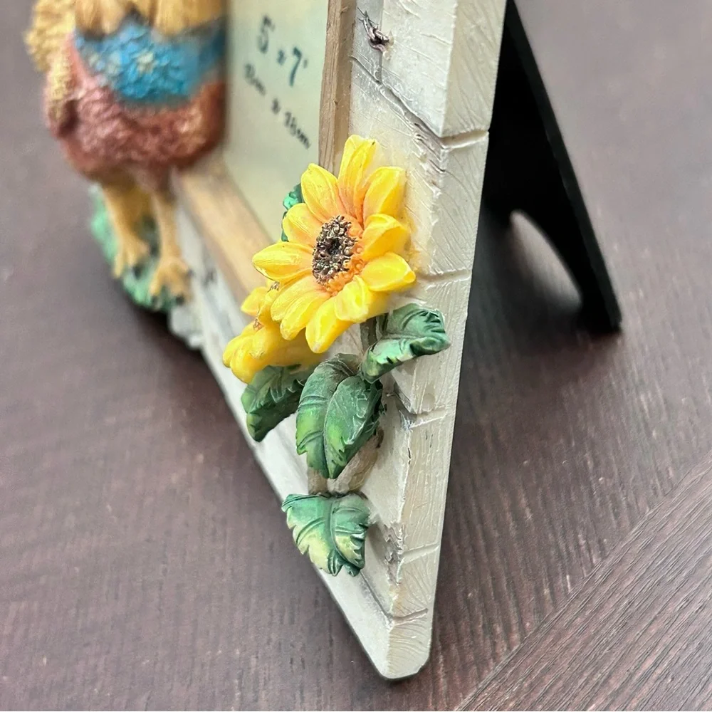 VTG A. Richesco Corporation Rooster Sunflower Resin 3D 5x7 Photo Frame Farmhouse